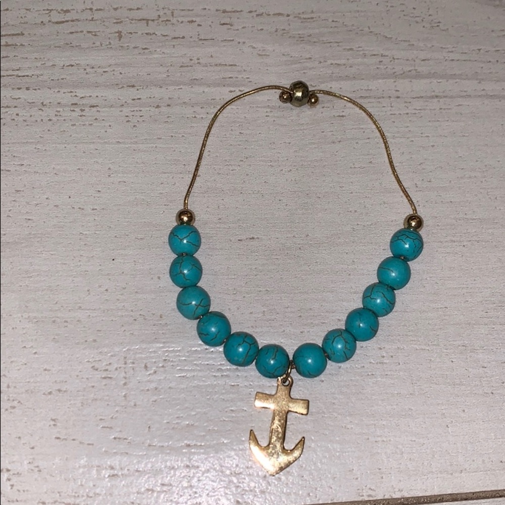 Adjustable Anchor charm slide chain bracelet